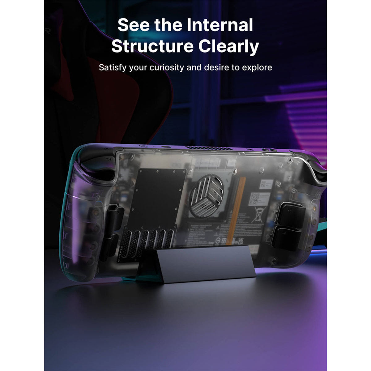 JSAUX Transparent Back Plate for Steam Deck/ Steam Deck OLED (Clear, Purple) (PC0106D)