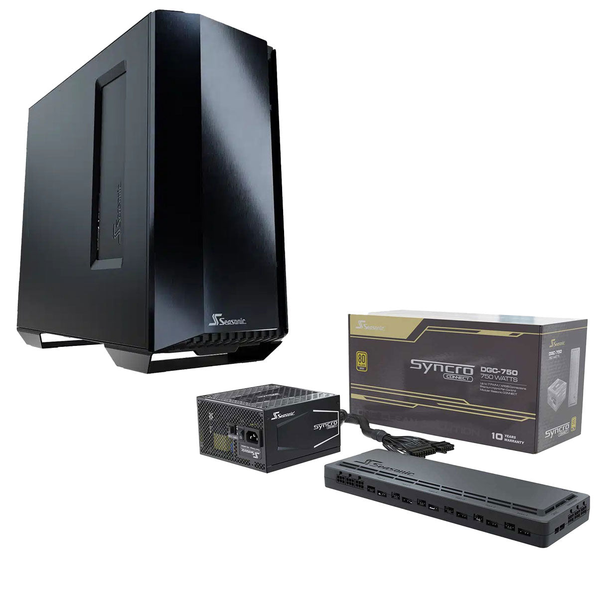 Seasonic Syncro Q704 Aluminum Mid Tower PC Case + DGC-750 750W 80+ Gold Power Supply (SSR-750FA2)