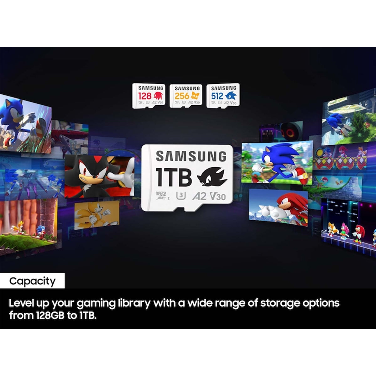 Samsung Pro Plus Sonic The Hedgehog UHS-I 180MB/s Read microSDXC Card with Adapter (512GB, 1TB)