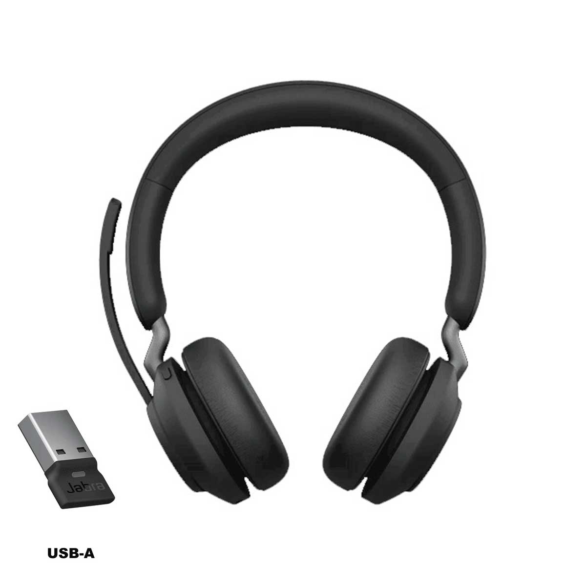 Jabra Evolve2 65 LINK380A MS Stereo USB-A Wireless Headset (Black)