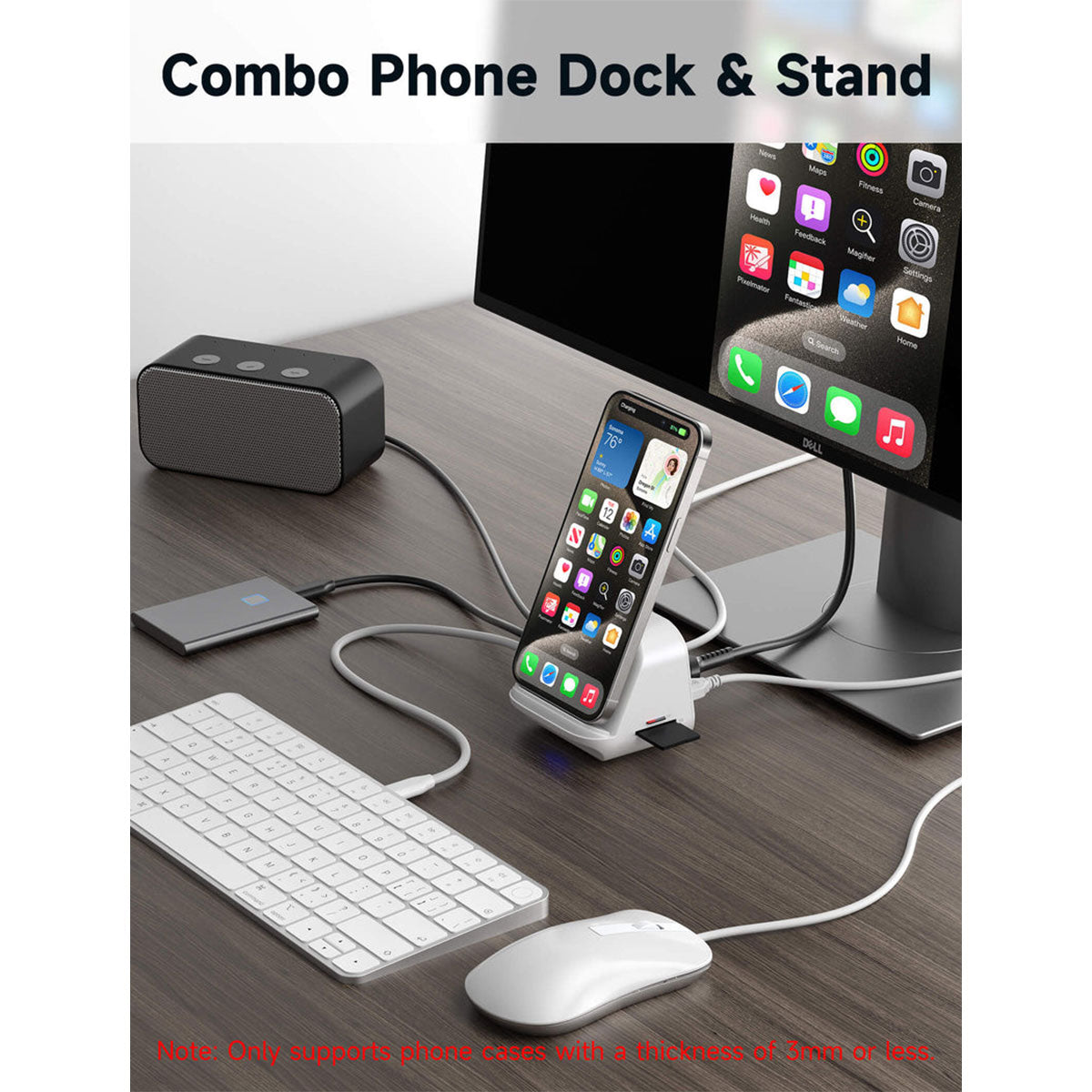JSAUX USB-C 8-in-1 Docking Station with Phone Holder (White) (HB0802)