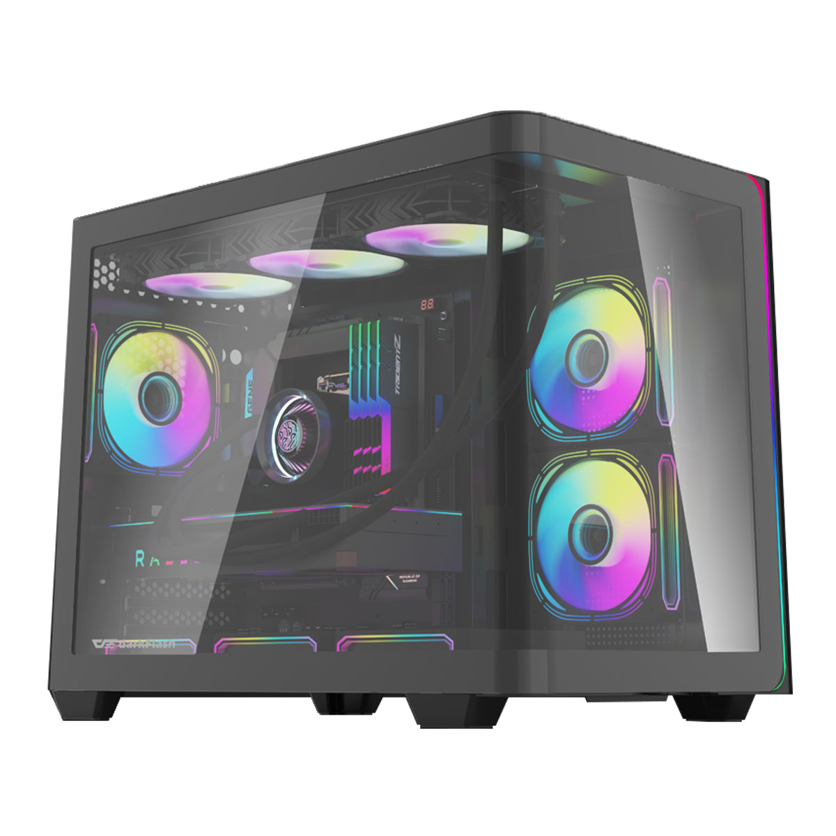 Darkflash L285M Luxury M-ATX PG Gase Curved Glass Panel PC Case (Black, White)
