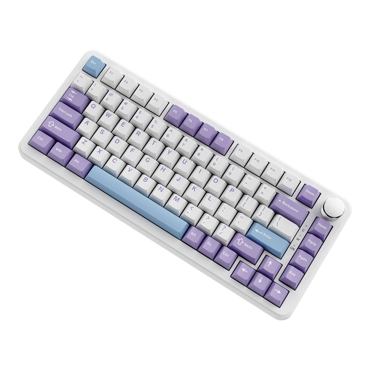 Ajazz AK820 Max RGB Wired 75% 82-Keys Gasket-mounted South Facing Hot Swappable Mechanical Keyboard Knob FR4 PCB (Purple/White/Blue) (Magnetic Switch)