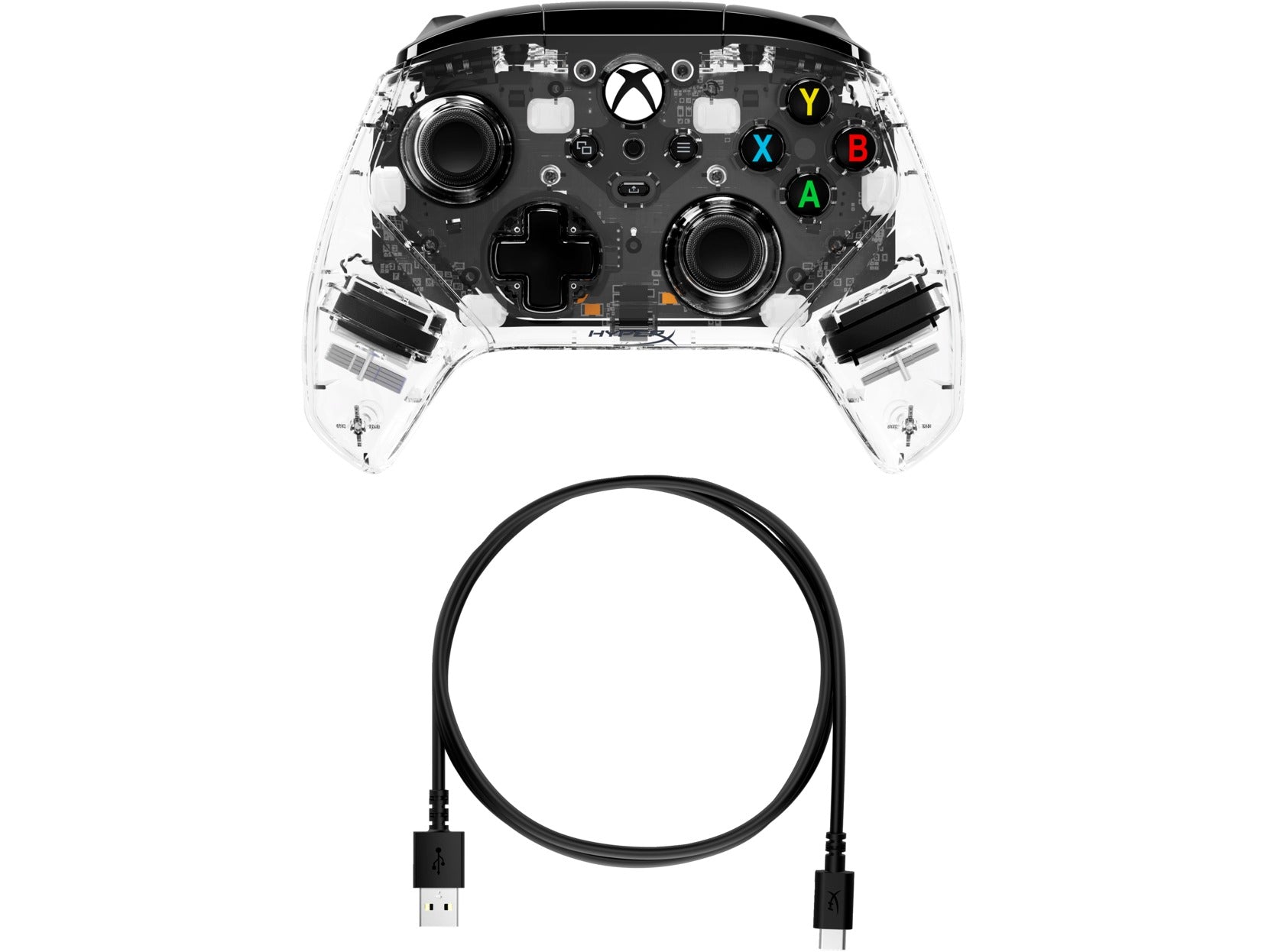 HyperX Clutch Gladiate RGB Wired Gaming Controller w/ Full Body RGB Lighting for Xbox (Clear)