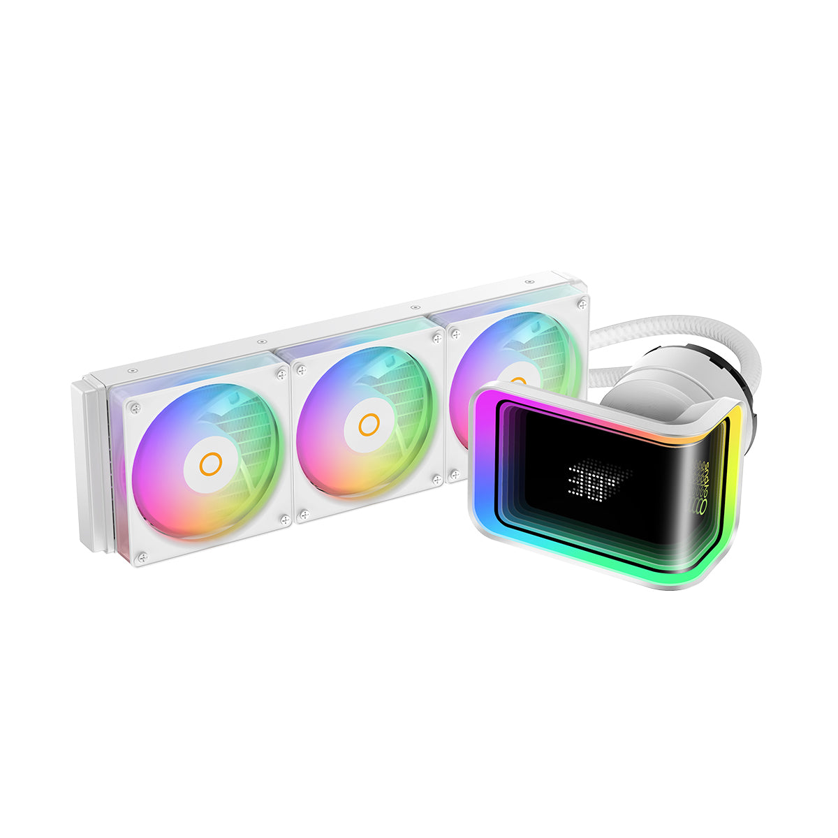 Ocypus Delta L36 Elite ARGB Digital AIO Liquid Cooler with Curved Infinite Mirror Pump Head (Black, White) (Delta-L36-BK3AAWDN00E-GL, Delta-L36-WH3AAWDN00E-GL)