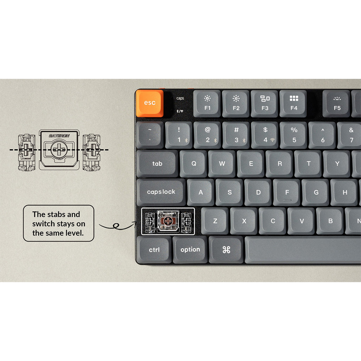 Keychron K13 Max QMK/VIA RGB Backlight Hot-Swappable Wireless Custom Mechanical Keyboard (Low Profile Gateron Mechanical Red Switch) (K13M-H1)