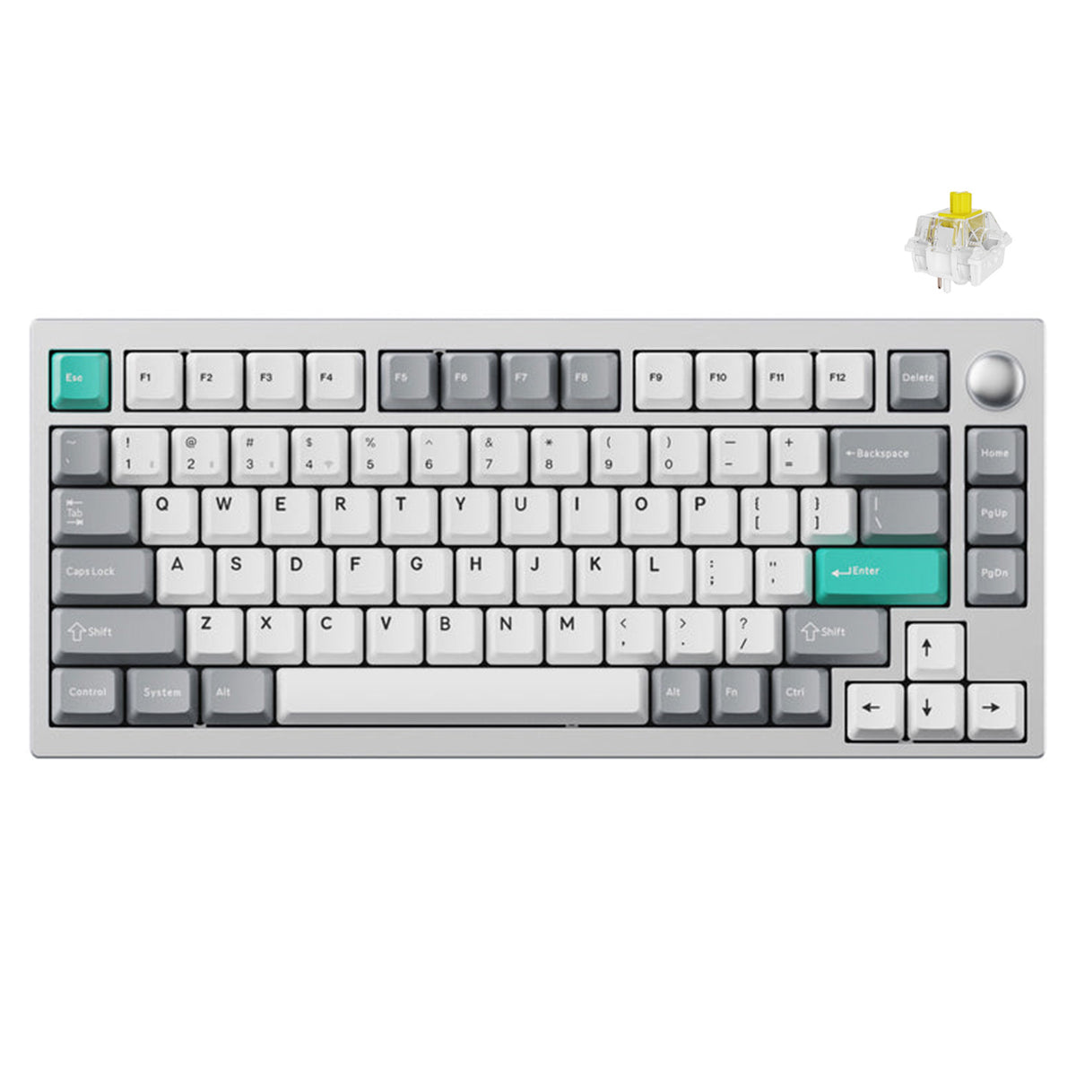 Keychron Lemokey P1 QMK/VIA Fully Assembled with Knob (Pro Version) RGB Backlight Hot-Swappable 75% Custom Gaming Keyboard - Space Silver (Super Banana Switch) (P1P-X4)