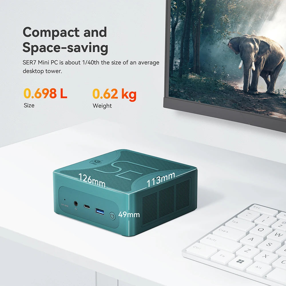 Beelink SER7 AMD Ryzen 7 7840HS 32GB RAM 1TB SSD Windows 11 Pro Mini PC (Dark Green)