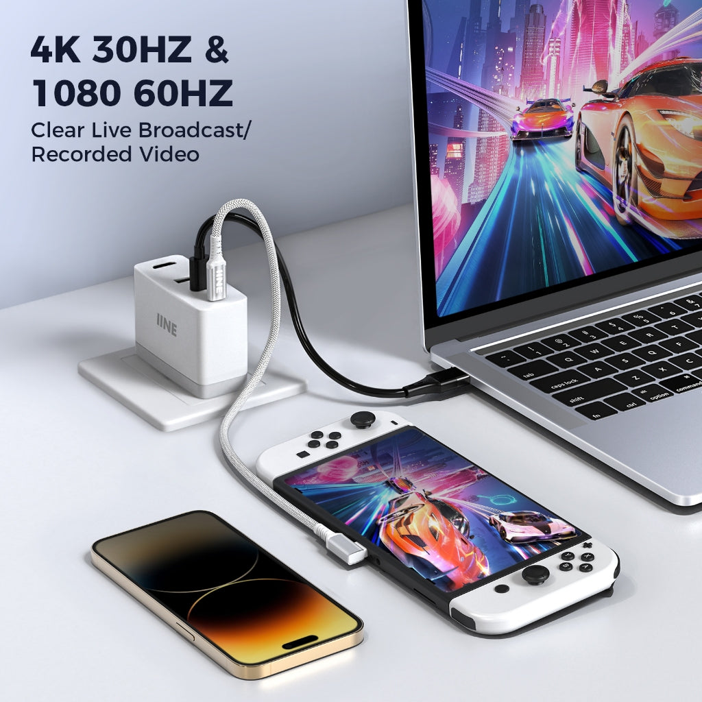IINE 65W Charger Capture Card Video Adapter (White) (L948) | DataBlitz