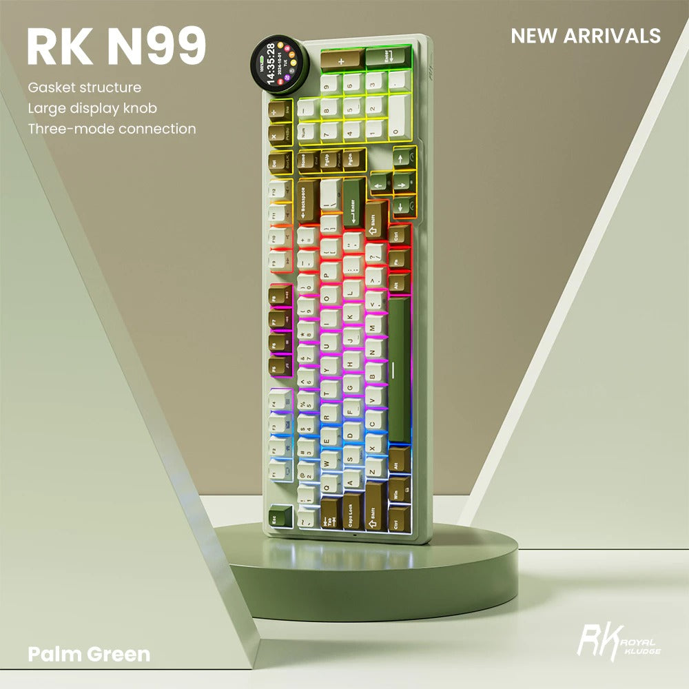 Royal Kludge RK-N99 Tri-Mode RGB 98 Keys Hot Swappable Mechanical Keyboard Phantom (Beige, Cream, Violet Switch)