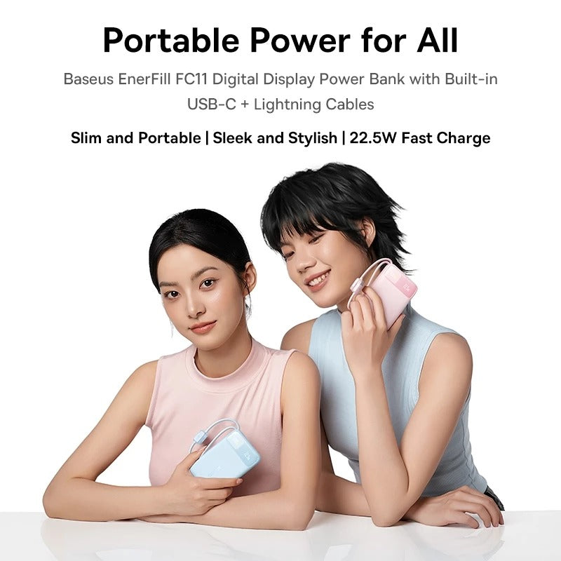 Baseus EnerFill FC11 Digital Display Power Bank with Dual Built-in Cables 20000mAh 22.5W