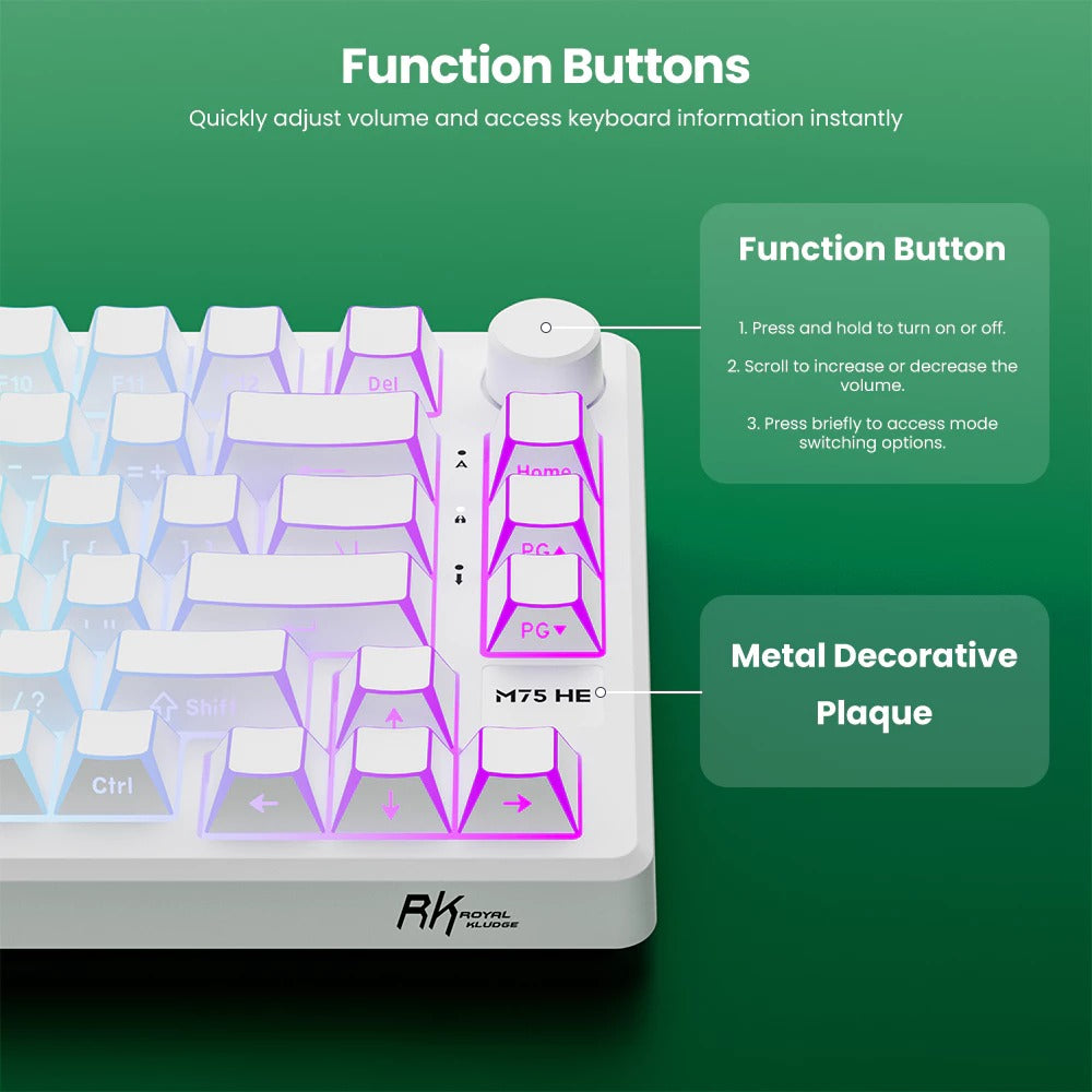 Royal Kludge RK-M75 Tri-Mode RGB 81 Keys Hot-Swappable Mechanical Keyboard Aurora (Creamy Switch)
