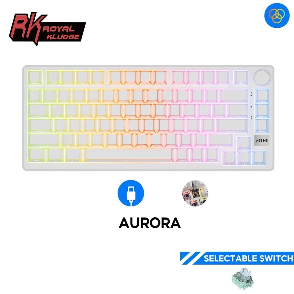 Royal Kludge RK-M75 Tri-Mode RGB 81 Keys Hot-Swappable Mechanical Keyboard Aurora (Creamy Switch)