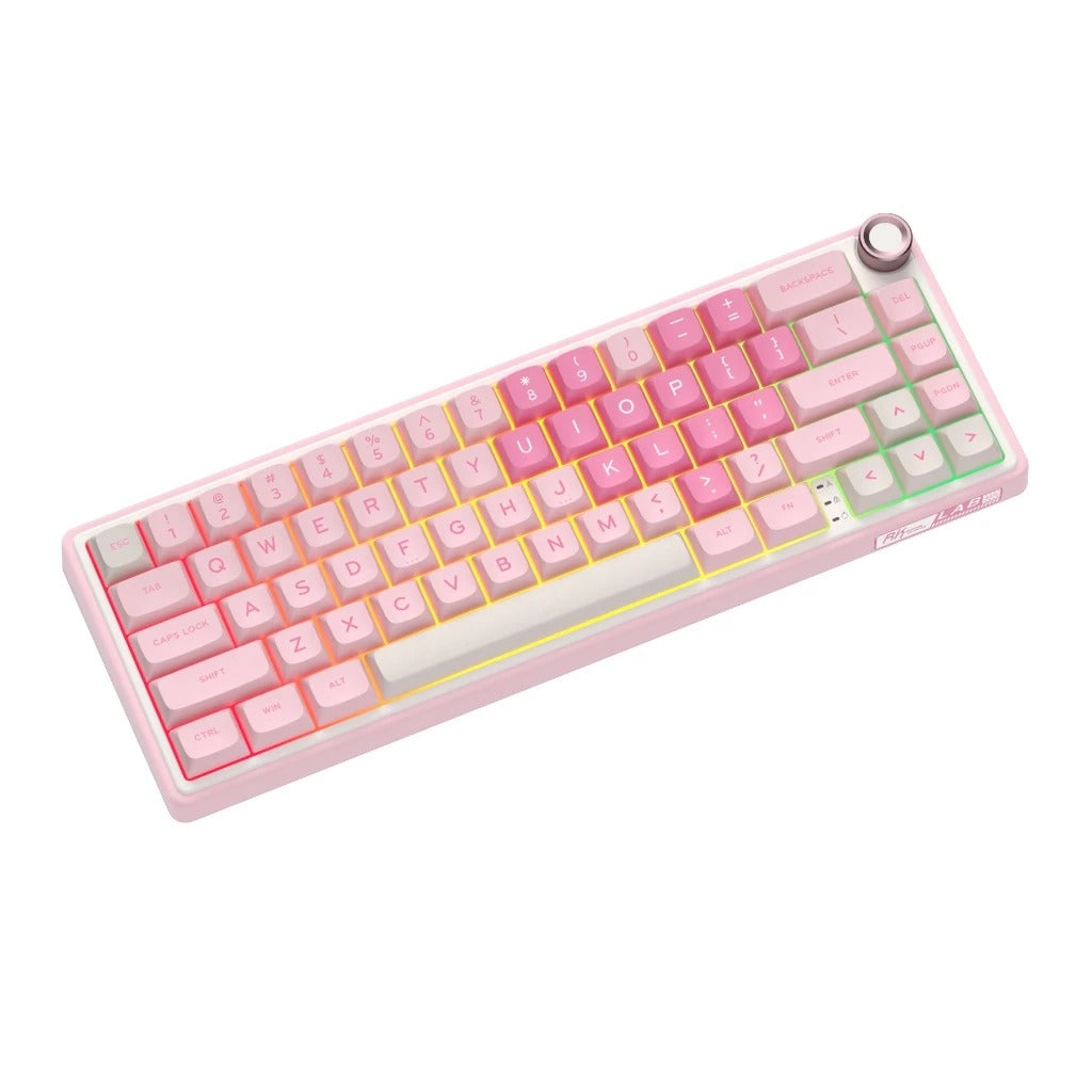 Royal Kludge R65 Single-Mode RGB 66 Keys Hot-Swappable Mechanical Keyboard Pink Melody (Cream Switch)
