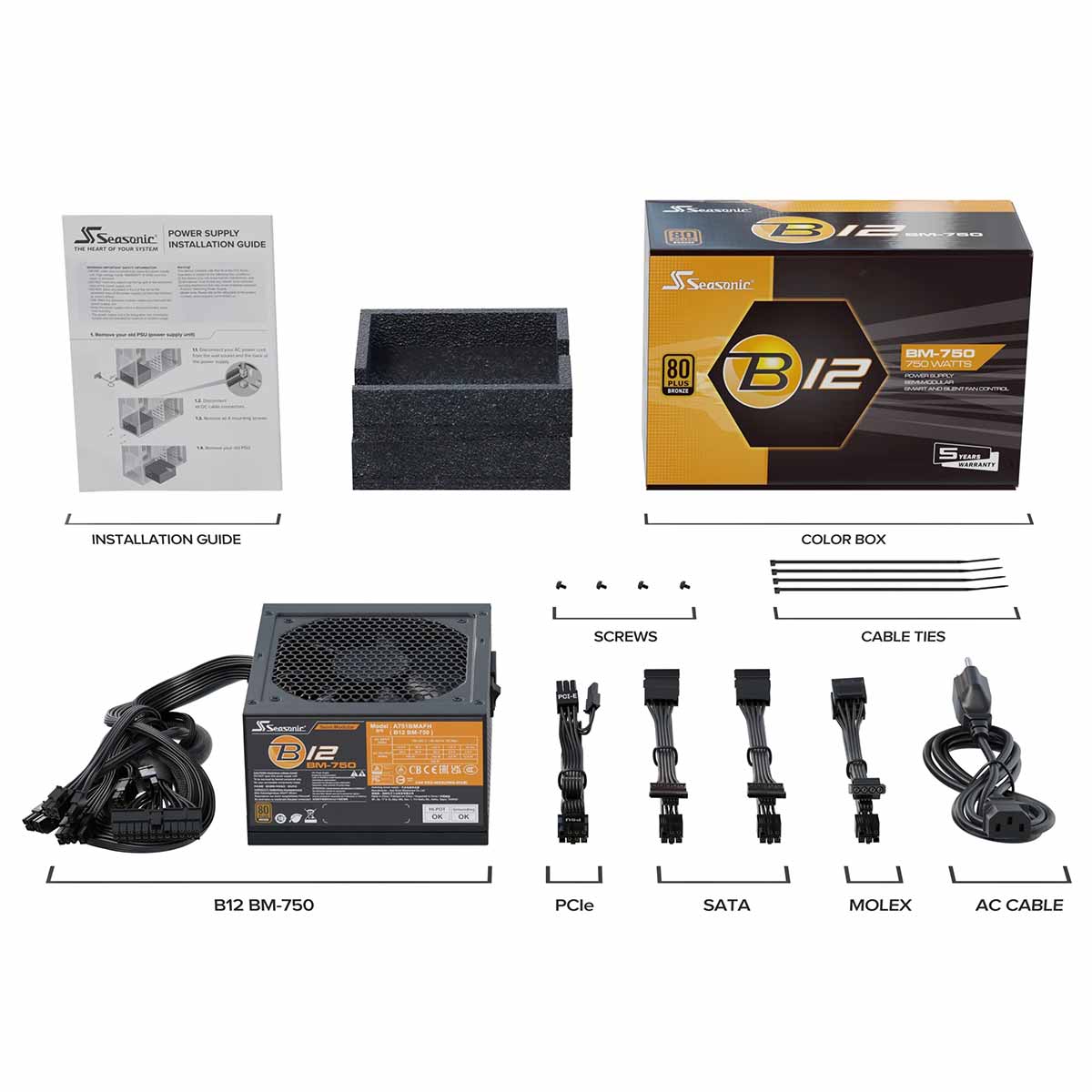 Seasonic B12 BM-750 750W 80+ Bronze Semi-Modular Power Supply