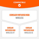 Wicked Cushions Corsair Virtuoso Silicone Headband Cover - WC BandZ Virtuoso (90s Black, 90s White)