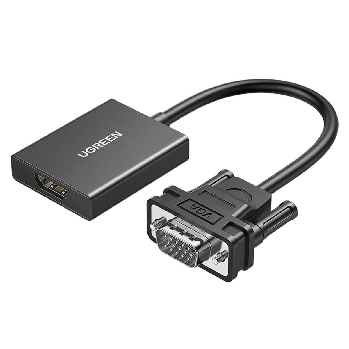 UGreen HDMI To HDMI And VGA Converter - 30cm (Black) (CM101/40744)