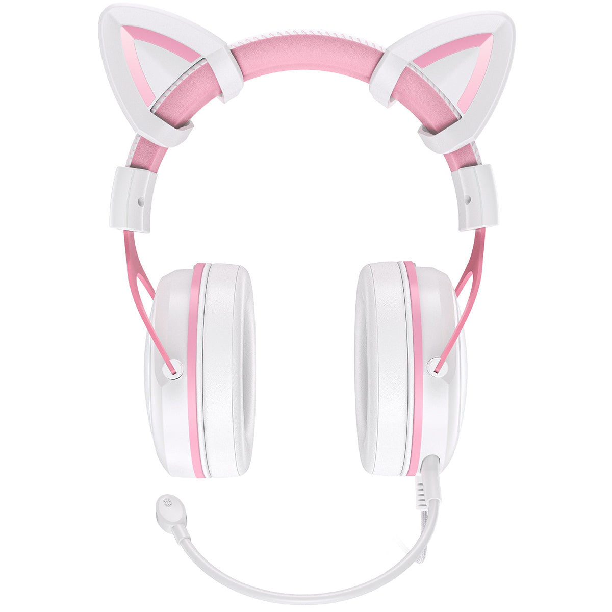 Onikuma X10 Cat Wired Professional Gaming Headset with Noise Cancellation Microphone (White Pink)