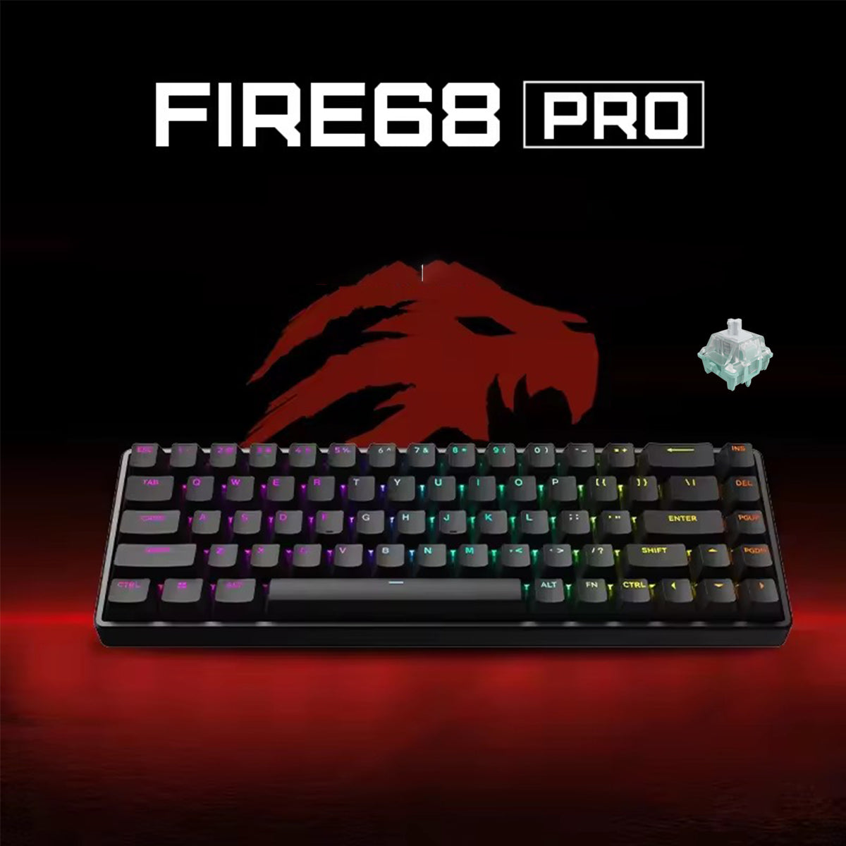 Fierce Gaming Gear Fire 68 Pro Aluminum Wired RGB Hot-Swappable Mechanical Keyboard (Black) (Gateron Magnetic Jade Customized Switch)