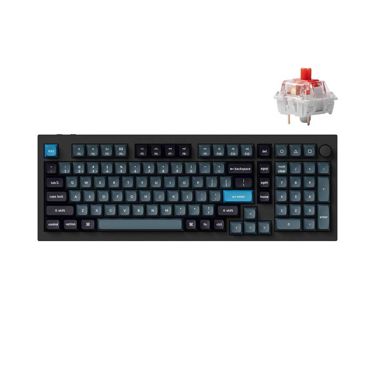 Keychron Q5 Pro QMK/VIA Fully-Assembled w/ Knob Hot-Swappable RGB Backlit 96% Wireless Custom Mechanical Keyboard - Carbon Black (K Pro Red Switch) (Q5P-M1)