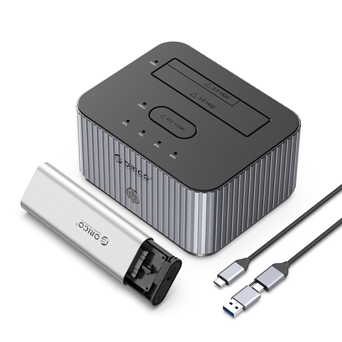 Orico IT28E-C 2-Bay Hard Drive Docking Station for M.2 NVMe SSD & 2.5-inch SSD/HDD & 3.5-inch HDD
