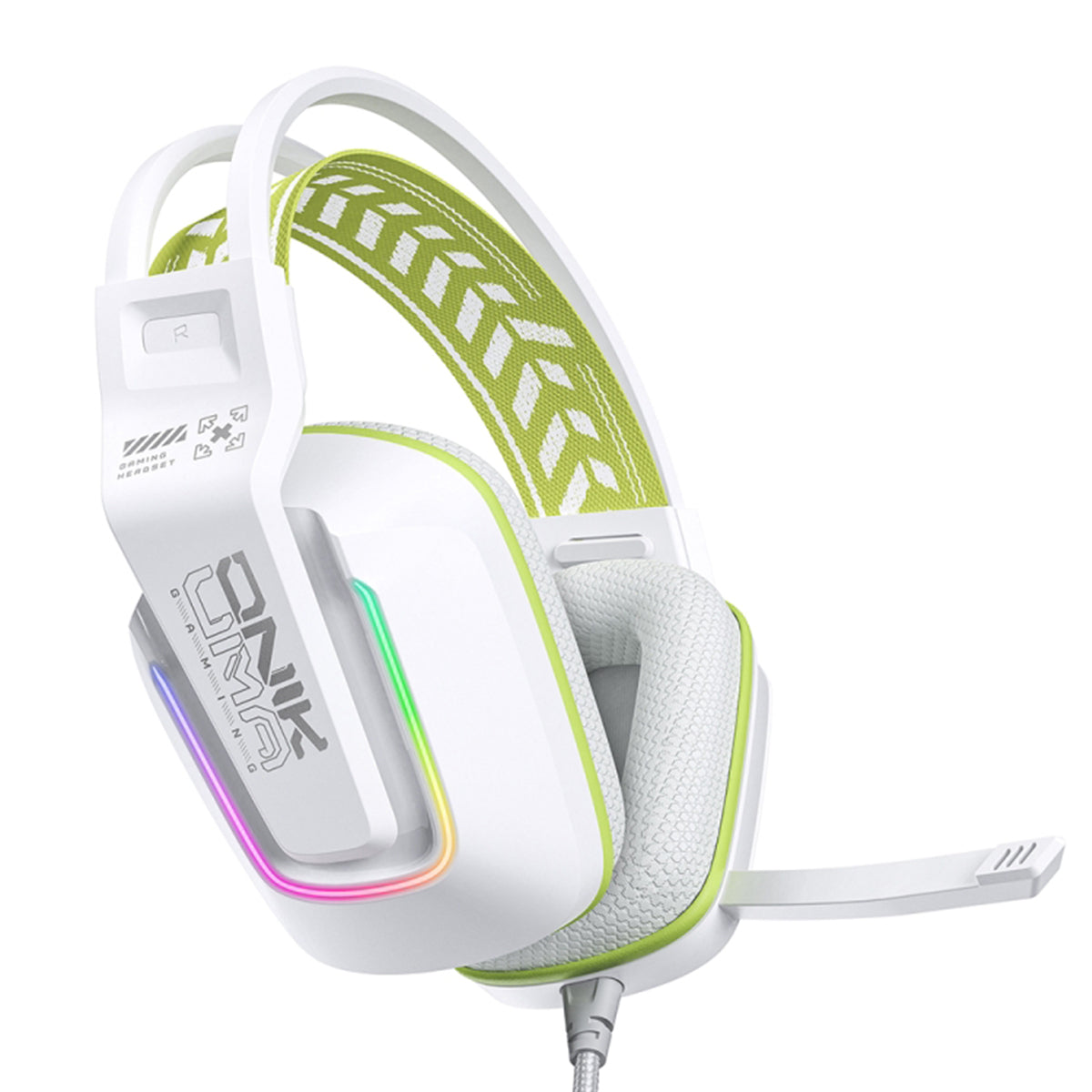 Onikuma X13 RGB Colorful Lighting Wired Gaming Headset with Noise Cancelling Microphone (White)