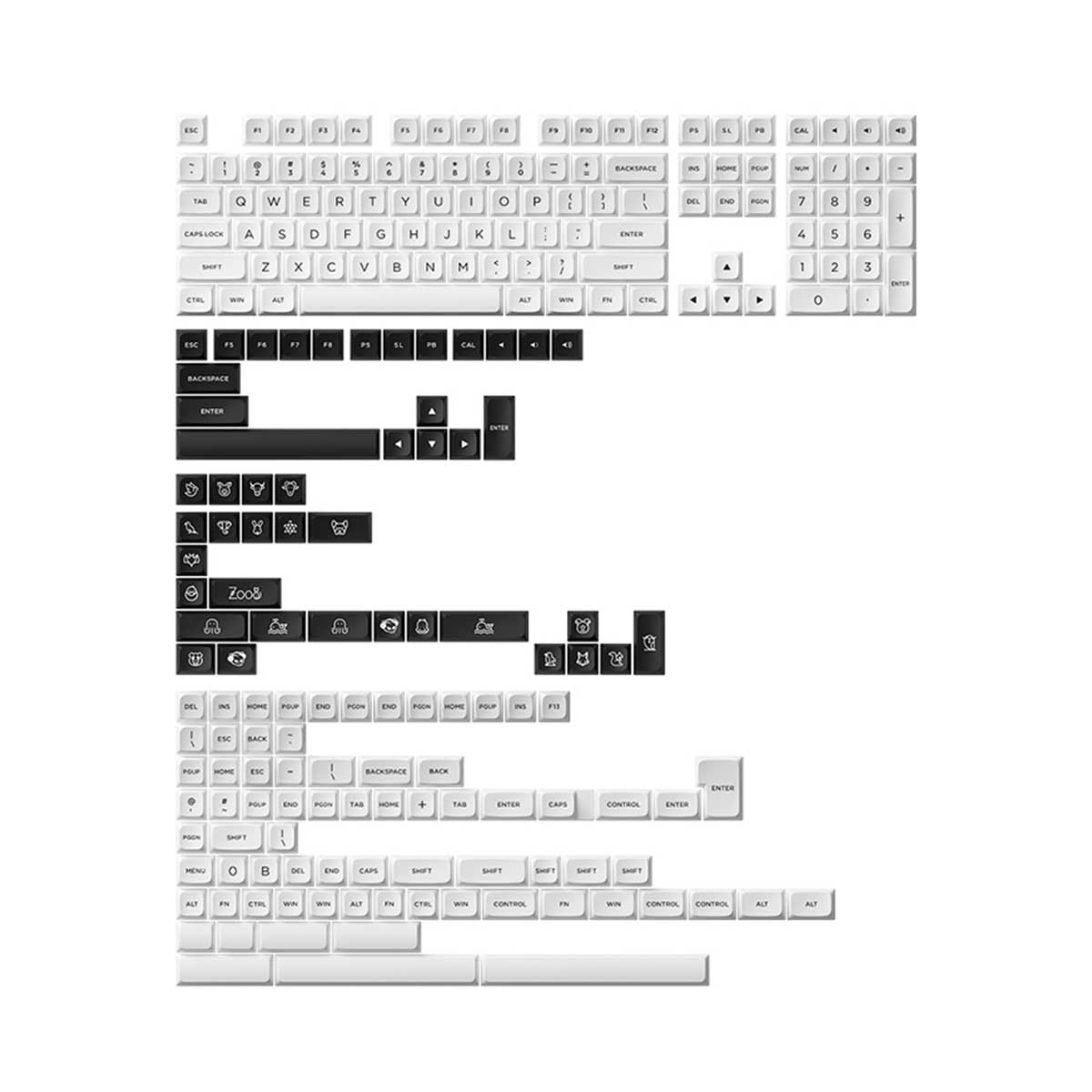 Akko Black On White MDA Keycap Set 227 Keys