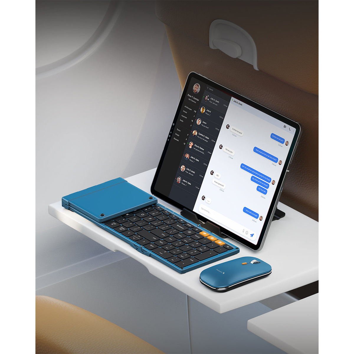 ProtoArc XKM01 Foldable Full-Size Wireless Keyboard and Mouse Combo (Blue/Black) (CP014040)