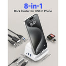 JSAUX USB-C 8-in-1 Docking Station with Phone Holder (White) (HB0802)