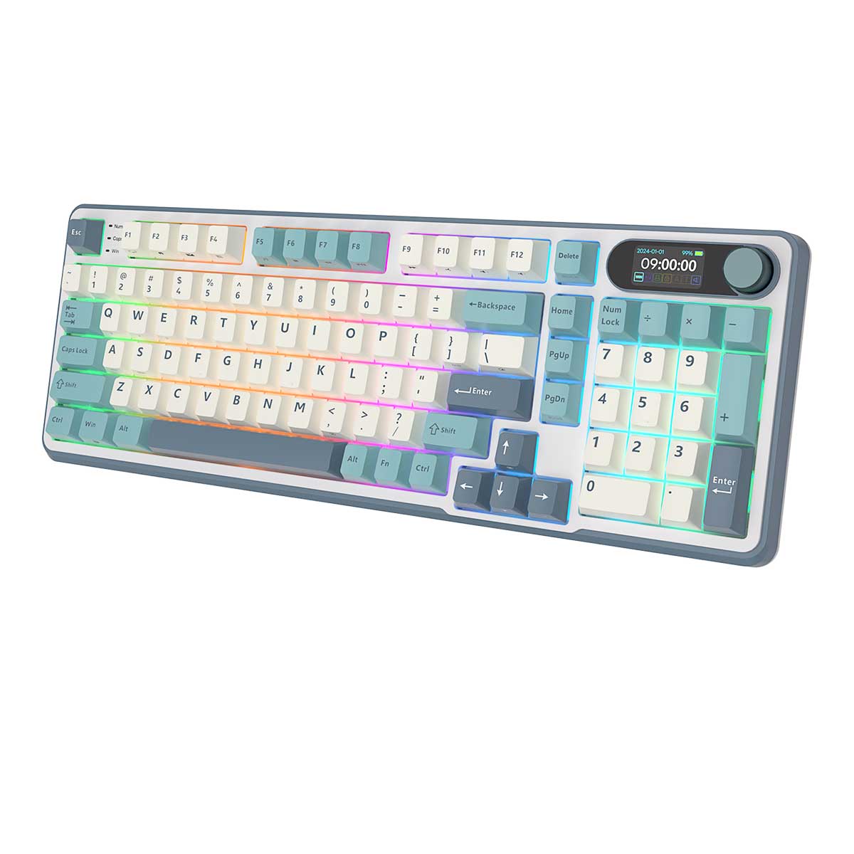 Royal Kludge RK-S98 Tri-Mode RGB 98 Keys Hot Swappable Mechanical Keyboard Light Cloud