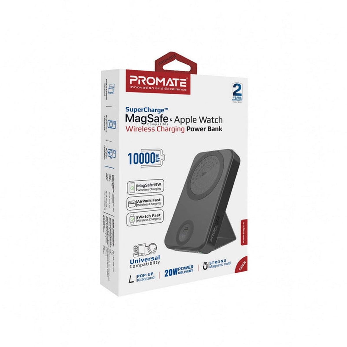 Promate Powermag-Trio 10000MAH Supercharge Magsafe Compatible And Apple Watch Wireless Charging Power Bank
