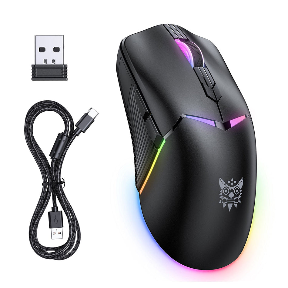 Onikuma CW928 RGB Tri-Mode Gaming Mouse (Black, White)