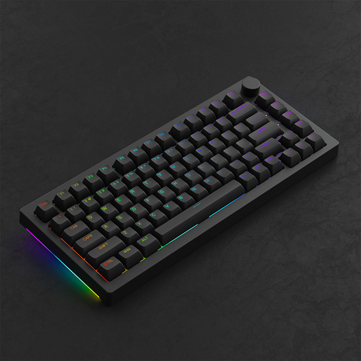 Akko Black 5075B Plus Shine-Through Multi-Mode RGB Hot-Swappable Mechanical Keyboard (Akko V3 Cream Yellow Pro)