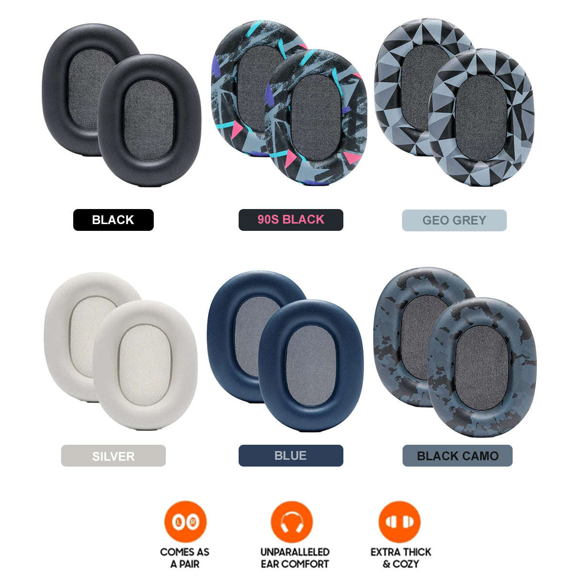 Black Ear Pads Replacement Earpads Cushion Foam Pillow