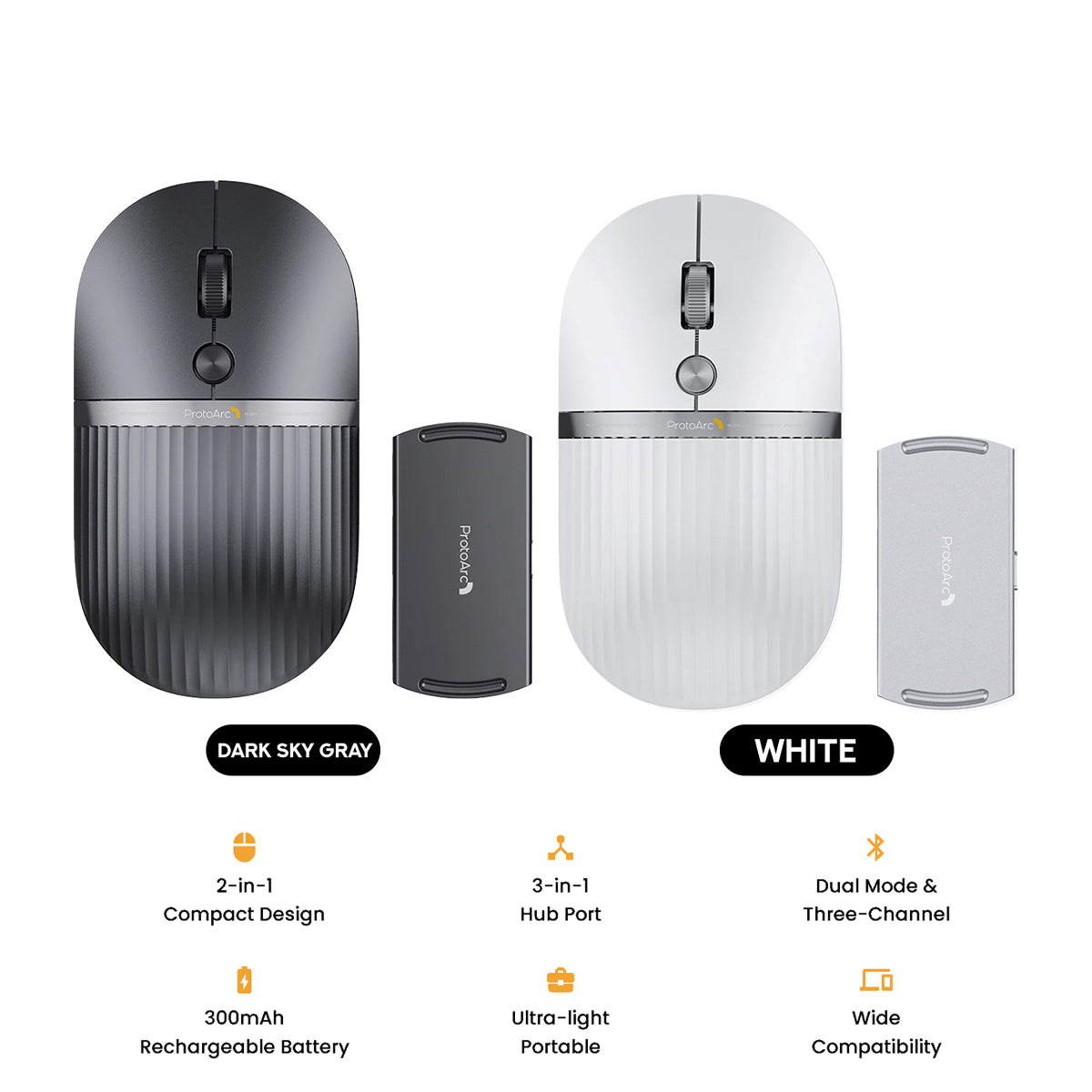 ProtoArc HubMouse 2-in-1 Swappable Modular HubMouse with Customized Hub