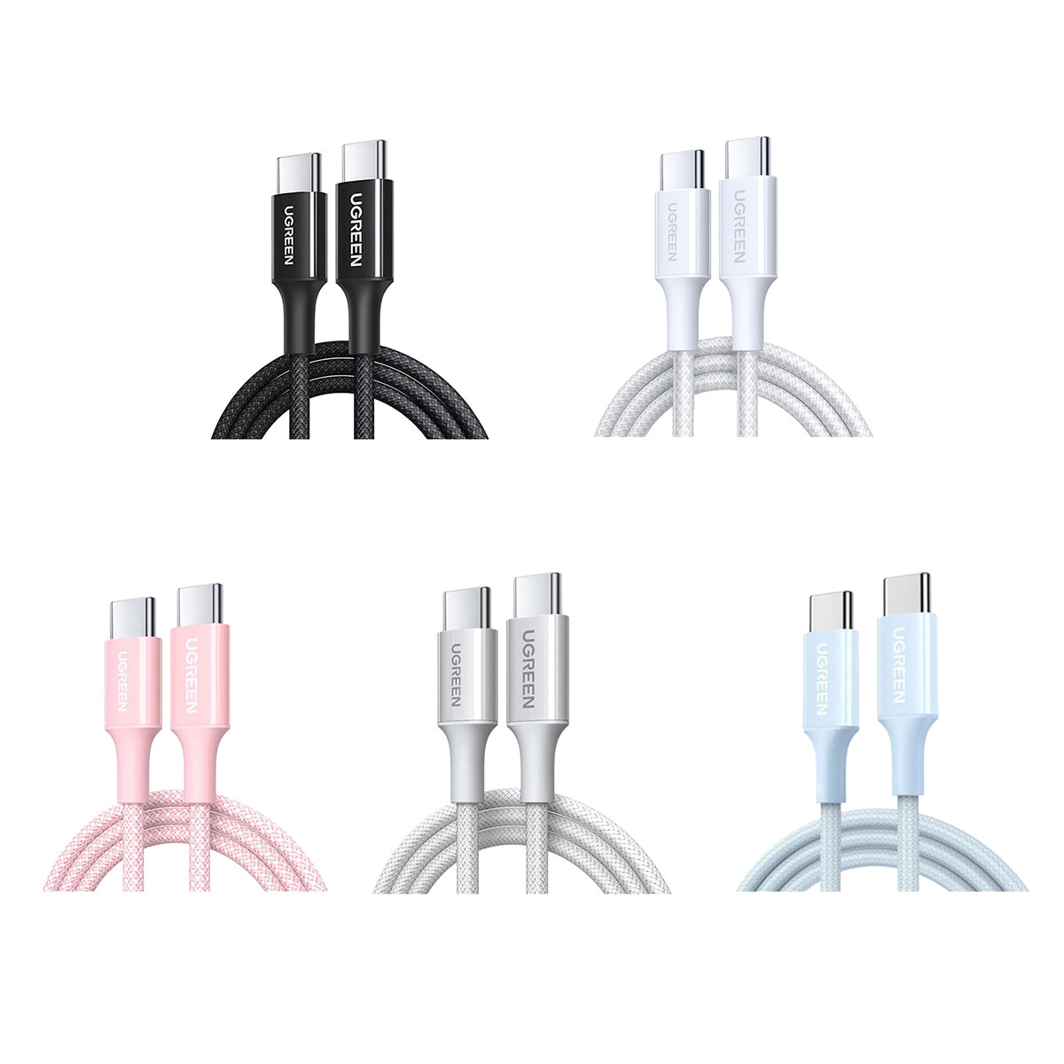 Ugreen USB-C to USB-C 3A/60W PD Fast Charging Braided Cable - 1m