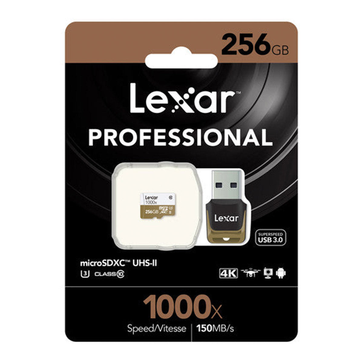 Lexar Professional 1000x microSDXC UHS-II C10 U3 V60 150MB/s Read Memory Card with Reader (128GB, 256GB)