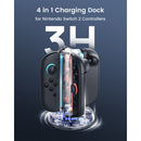 Transnovo 4-in-1 Cylindrical Charging Station with RGB Light for Nintendo Switch 2 Joy-Pad (Black)