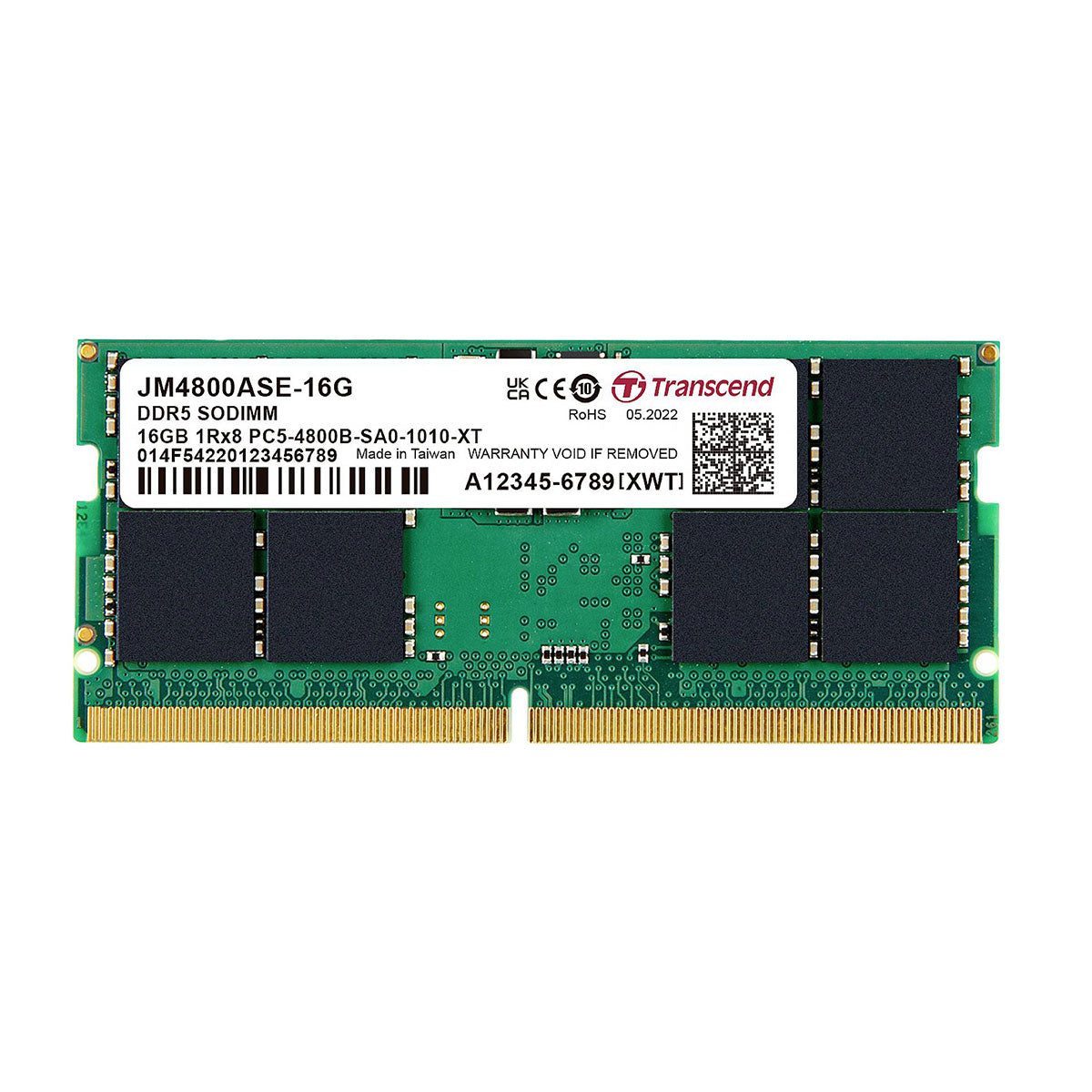 Transcend Jetram 16GB DDR5 4800MHZ CL40 SODIMM (JM4800ASE-16G)