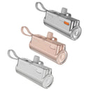 Sharge Flow Mini Power Bank 5000mAh with Built-in USB-C Cable & USB-C to USB-C + USB-C to Lightning Connector (Silver Grey, Pink, White) (SP012)