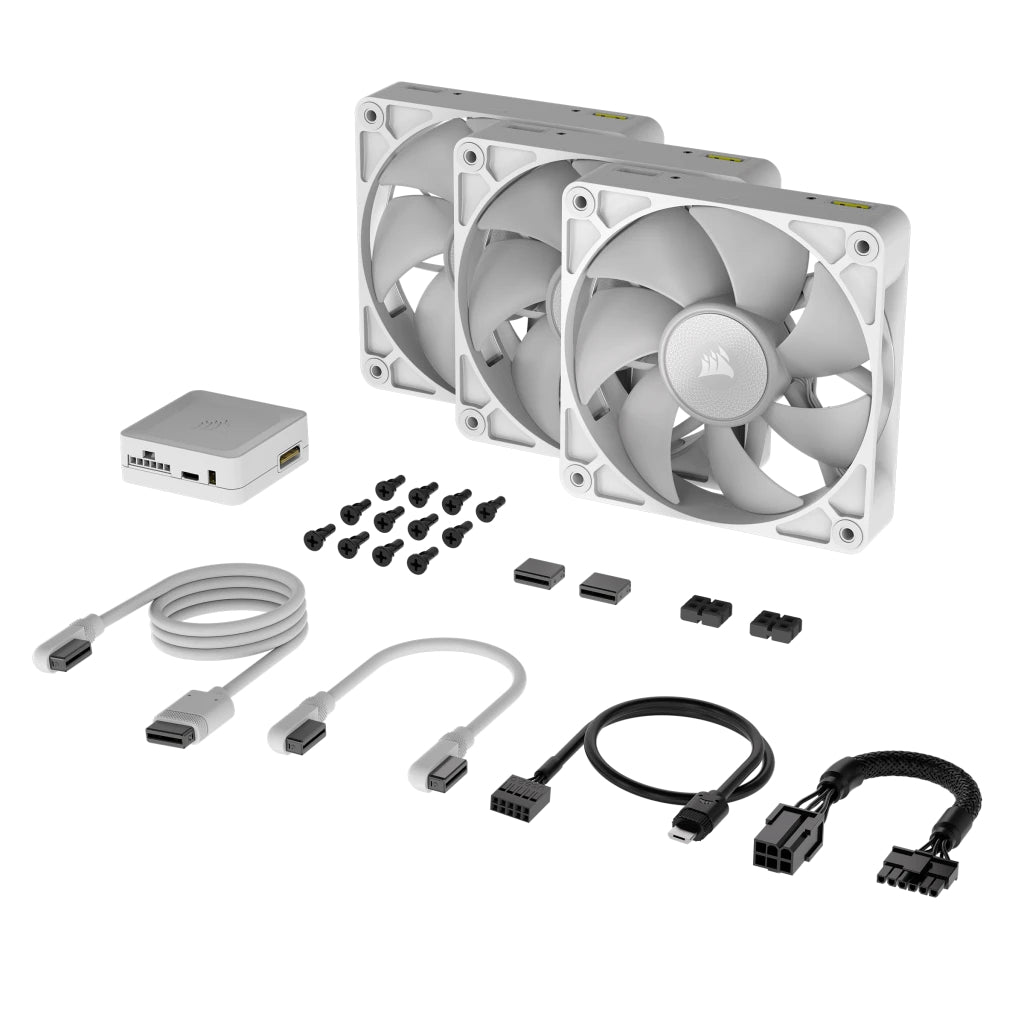 Corsair iCue Link RX120 RGB 120MM PWM Fan Triple Starter Kit (White) | DataBlitz