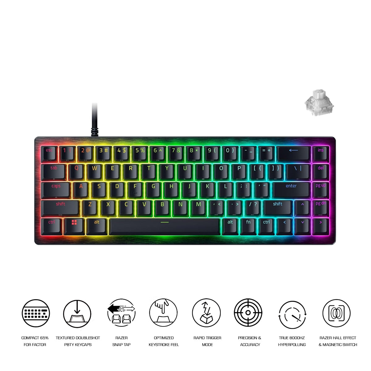 Razer Huntsman V3 HE Magnetic Mini 65% 8KHz - Hall Effect Magnetic Esports Keyboard