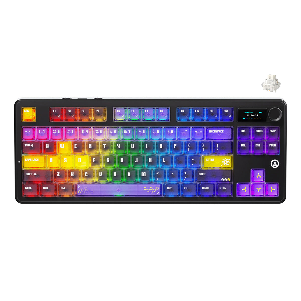 Ajazz MK87 Pro RGB Tri-Mode Mechanical Keyboard (Transparent Yellow-Purple Deep-Purple) (Lichee Switch)