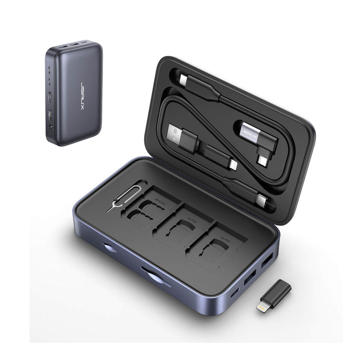 JSAUX OmniCase 2 Pro USB-C 12-in-1 Storage Docking Station (Grey) (MP04)