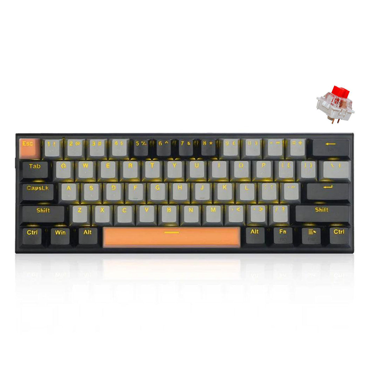 E-YOOSO Z-11 Single Light RGB 61 Keys Hot Swappable Mechanical Keyboard Gray/Black (Red Switch)