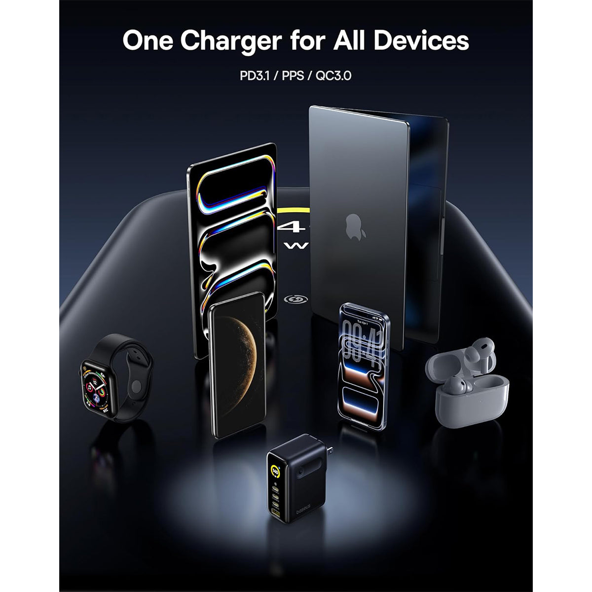 Baseus PicoGo AH11 Digital Display Fast Charger 3C+U 140W includes Dura Fast Charging Cable