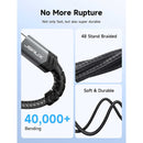 JSAUX Side Right Angle 100W USB-C to USB-C Braided Nylon Cable 10ft (Grey) (CC0034A)