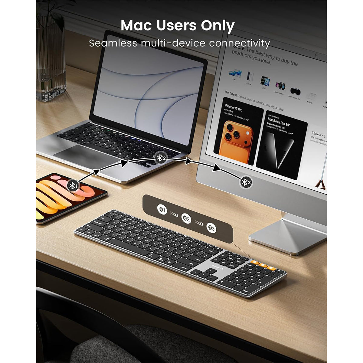 ProtoArc K110-A Full Size Backlit Aluminum Bluetooth Keyboard