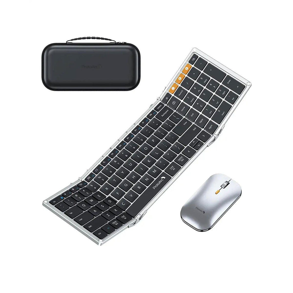ProtoArc XKM01 Foldable Full-Size Wireless Keyboard and Mouse Combo (Black/Silver) (CP015409)