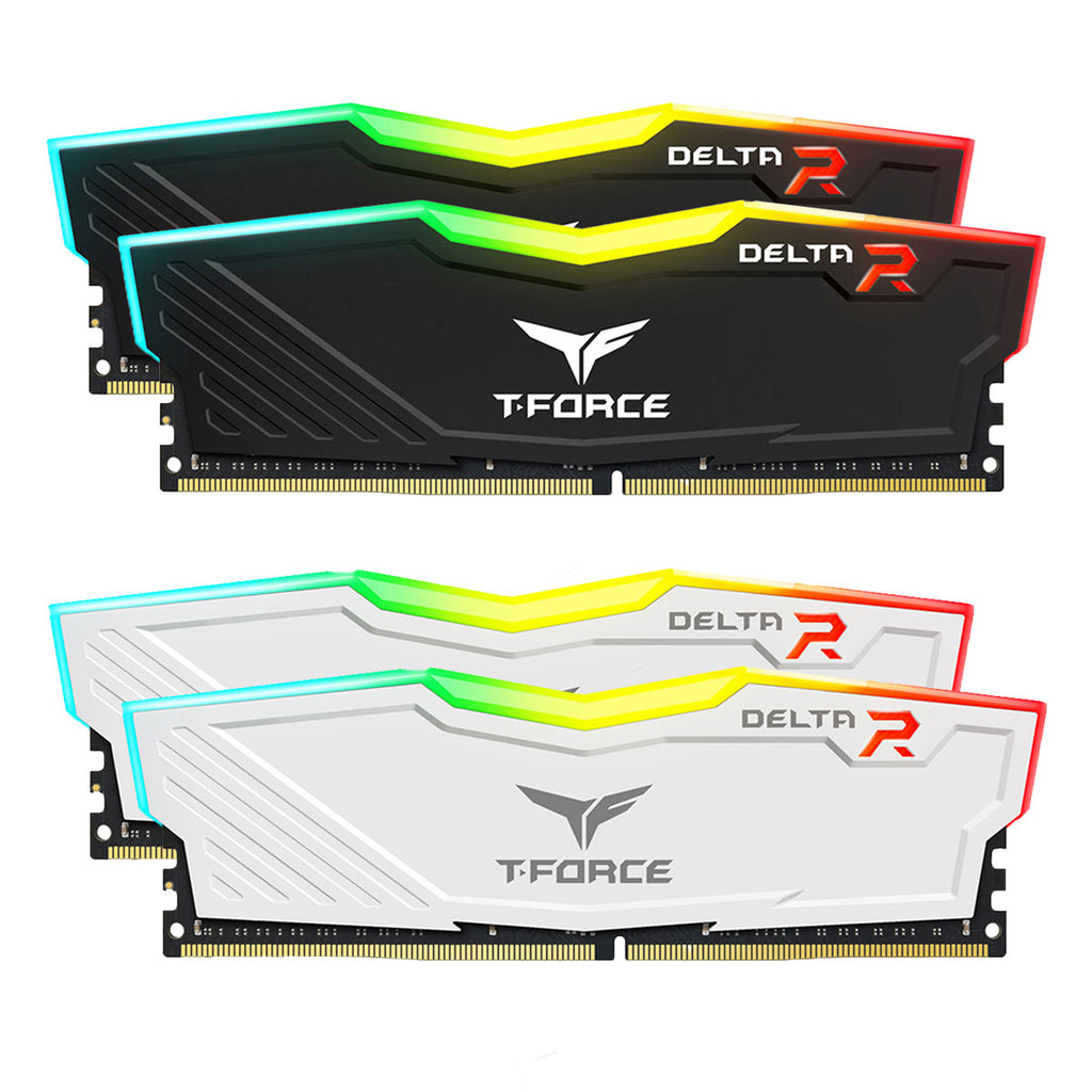 TeamGroup T-Force Delta RGB DDR4 16GB (2X8GB) 3200MHz CL16-18-18-38 Gaming Desktop Memory (Black, White) (TF3D416G3200HC16CDC01,